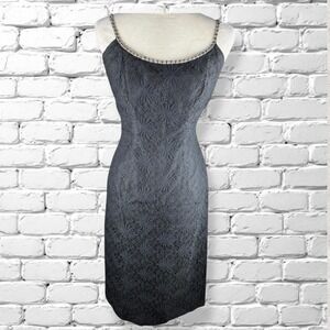 Lilli Diamond Black Lace Wiggle Dress Womens Size Small Glam Vintage 50s 60s
